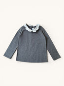 Feines Langarmshirt mit Wellen-Bubikragen in Grau Gr.104 | Jacadi Paris
