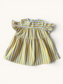 Gestuftes Sommerkleid mit gelben Streifen Gr.104 | POMPdeLUX
