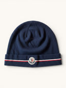 Klassische Feinstrick-Beanie mit Logo-Filzpatch | Moncler