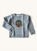 Graues Sweatshirt mit Katzen-Logo Gr.128/134 | Mini Rodini