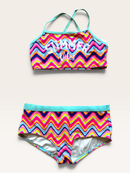 Farbenfroher Zickzack-Bikini „Summer Vibes“ Gr.146/152 | Y.F.K.