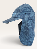 Buff Kinder Cap mit Nackenschutz – Blau Muster Onesize | Buff