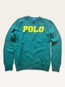 Warmer Herbst-Begleiter: Tannengrün mit gelbem POLO-Logo 100% Wolle Gr.14 | Polo Ralph Lauren