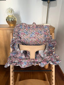 Ruffles Cushion Set Waterproof compatible with Stokke Tripp Trapp Highchair- Vichy gingham Floral