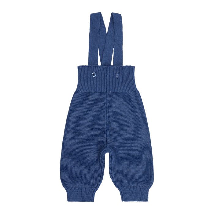 Knitted dungarees (salopette) organic cotton sapphire blue