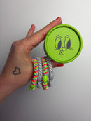 HAARGUMMI 4ER SET IN GESCHENKBOX • NEONROSA NEONGRÜN SILBER
