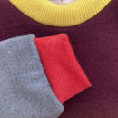 kronjuwel Wollpullover 104/110 weinrot graublau Upcycling