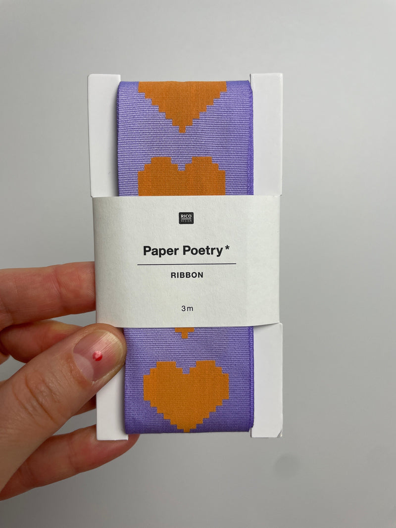 Paper Poetry • Taftband Pixel Herzen • 38mmx3m