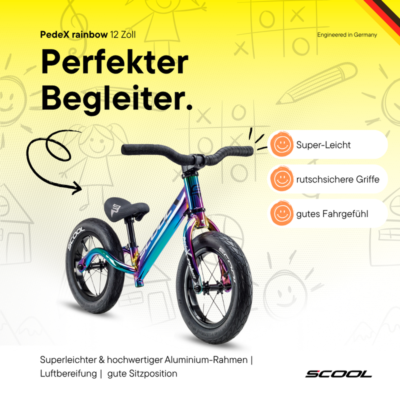 kinderfahrrad s'cool 12 zoll S'COOL pedeX Rainbow Laufrad: Farbenfrohes Design, Motorikfördernd
