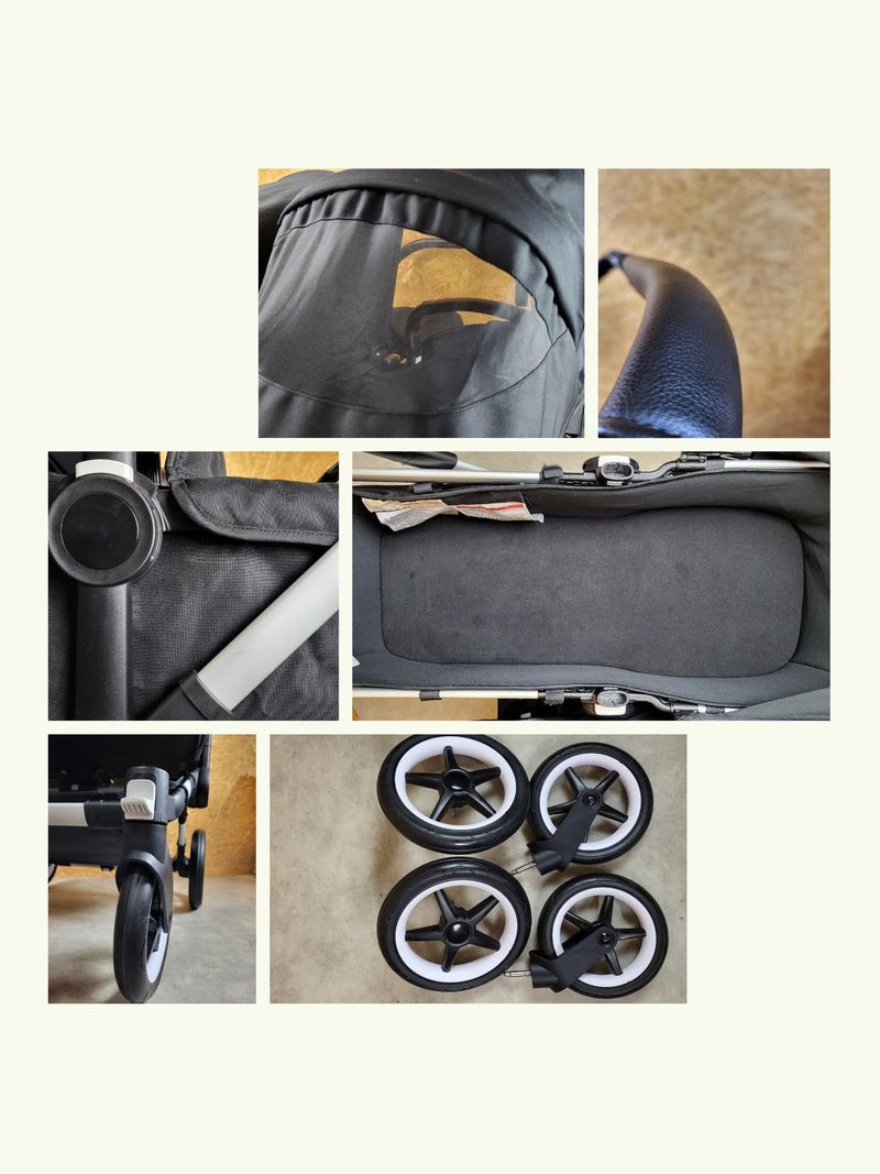 Bugaboo - Donkey 3 Twin Geschwisterwagen (2xSportsitze / 2xBabywanne) inkl. seitliche Gepäcktasche - Black in gutem Zustand