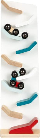 small foot Kaskadenturm aus Holz, Zick-Zack-Rennbahn für Holzfahrzeuge, Holzspielzeug für Kinder ab 18 Monaten, 12400