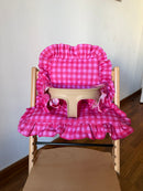 Kissen-Set mit Rüschen, wasserdicht, kompatibel mit dem Stokke Tripp Trapp Hochstuhl – Vichy Karo Pink