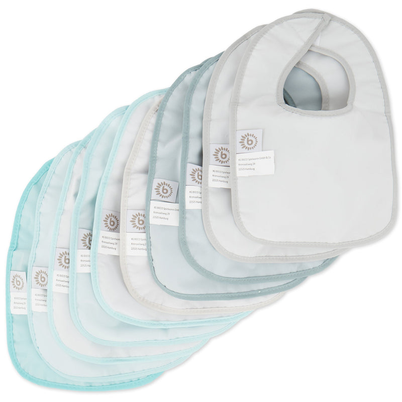 10er Set Lätzchen teal/slate Bieco Label Image Open Box
