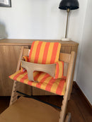 St. Tropez gestreiftes Kissen-Set, wasserdicht, kompatibel mit dem Stokke Tripp Trapp Hochstuhl – Orange/Gelb