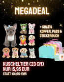 MEGADEAL – KUSCHELTIER (23 CM) + GRATIS KOFFER, PASS & STICKERBUCH