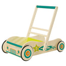roba Lauflernwagen für Babys - Lauflernhilfe mit Bremse - als Puppenwagen nutzbar - für Mädchen & Jungen - Holz natur/ Grün