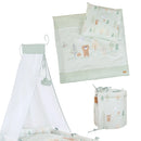 B-Ware Roba Babywiege Stubenbett Woodland Buddies Komplettset Weiß Pastellgrün 40x90 Cm