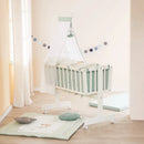 B-Ware Roba Babywiege Stubenbett Woodland Buddies Komplettset Weiß Pastellgrün 40x90 Cm