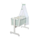 B-Ware Roba Babywiege Stubenbett Woodland Buddies Komplettset Weiß Pastellgrün 40x90 Cm