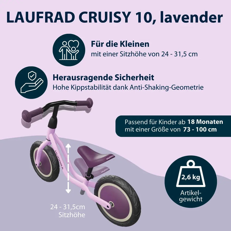 B-Ware Hudora Laufrad Kinder Fahrrad Cruisy Lavender Balance Bike Robu
