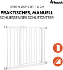 B-Ware Hauck Schutzgitter Treppengitter Türgitter Open N Stop 2 Set Verlängerung 21 Cm
