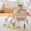 B-Ware Little One Puppenwagen Buggy Puppenbuggy Puppenwagen Holz Stoff Haltebügel Leo