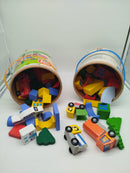 Playtive Junior Holzbausteine Stadt & Baustelle – 2 Eimer