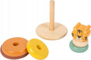 small foot Stapelturm Tiger "Safari" moderndes 7-teiliges Steckspiel mit 5 farbigen Holzringen, ab 12 Monaten, 11706
