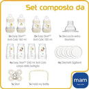 MAM Easy Start Anti-Colic Set | Babyflaschen-Set für Neugeborene | 94% Akzeptanz | 80 % weniger Koliken | 8 Flaschen (130, 160, 260ml), 1 Start Schnuller, 1 Griff, 1 Trinkschnabel | 0+ Mon | beige