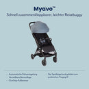 Graco Myavo™ Reisebuggy, ab Geburt bis ca. 4 Jahre (bis 22 kg), leicht, schnell zusammenklappbar, zusammengeklappt freistehend, großer Staukorb, inkl. Regenverdeck, blau, Stormy