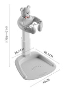 NEYYOS Baby Badewannenständer Duschständer Höhenverstellbar Zusammenklappbar - Duschhilfe Faltbar Badewanne Ständer Platzsparend, Stehhilfe - Kleinkinder Rutschfester Badeturm Badständer (Bär Grau)