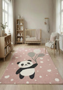 B-Ware Jimri Kinderteppich Läufer Teppich Kinderzimmer Bär Hase Panda Hellrosa 80x150cm