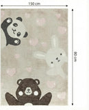 B-Ware Jimri Kinderteppich Teppich Läufer Kinderzimmer Panda Hase Bär Beige 80 X 150218