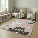 B-Ware Jimri Teppich Läufer Kinderteppich Bär Hase Panda Hellrosa Beige 80 X 150 Cm
