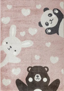 B-Ware Jimri Teppich Läufer Kinderteppich Bär Hase Panda Hellrosa Beige 80 X 150 Cm