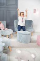 Kindersofa 'Lil Sofa' - Bequeme Kindercouch mit Holzfüßen - Samtstoff hellblau