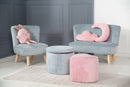 Kindersofa 'Lil Sofa' - Bequeme Kindercouch mit Holzfüßen - Samtstoff hellblau