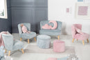 Kindersofa 'Lil Sofa' - Bequeme Kindercouch mit Holzfüßen - Samtstoff hellblau