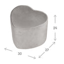 Kinderhocker in Herzform 'Lil Sofa', bequemer Hocker mit grauem Samtstoff bezogen, Pouf