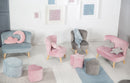 Kinderhocker in Herzform 'Lil Sofa', bequemer Hocker mit grauem Samtstoff bezogen, Pouf