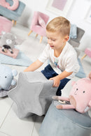Kinderhocker in Sternform 'Lil Sofa', bequemer Hocker mit grauem Samtstoff bezogen, Pouf
