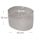 Kinderhocker mit Aufbewahrungsfunktion 'Lil Sofa', oval, bequemer Hocker mit grauem Samtstoff