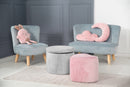 Kinderhocker mit Aufbewahrungsfunktion 'Lil Sofa', oval, bequemer Hocker mit grauem Samtstoff