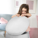 Kinderhocker mit Aufbewahrungsfunktion 'Lil Sofa', oval, bequemer Hocker mit grauem Samtstoff