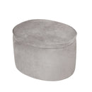 Kinderhocker mit Aufbewahrungsfunktion 'Lil Sofa', oval, bequemer Hocker mit grauem Samtstoff