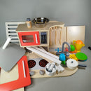 Holz Spielküche mit Zubehör & Mikrowelle
