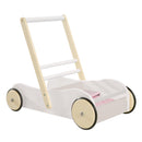 Lauflernwagen 'Scarlett' weiß lackiert, Puppenwagen mit rosa Textilien