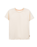 Ein weißes Raglan Shirt aus Bio-Baumwolle der Marke Oktopulli im Unisex-Schnitt.