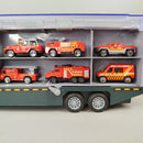 Feuerwehr Transport Truck Set mit 10 Einsatzfahrzeugen & Helikopter