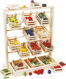 small foot Verkaufsstand aus Holz, großer Stand mit zwölf leeren Kisten, stabile Ausführung, ab 3 Jahren, 7035